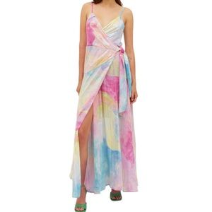 Hutch Alden Rainbow Sequin Maxi Wrap Dress